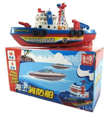 辉博玩具商行619D款多功能电动消防船 会喷水带声光的儿童益智玩具